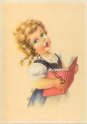 singendes Mädchen - Künstlerkarte AK Großformat 50er Jahre - Verlag Eschebach & Schaefer Leipzig