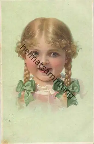 Mädchen mit Zöpfen - Künstlerkarte - gel. 1926