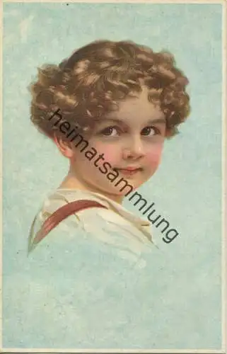 Kind mit krausem Haar - Künstlerkarte - gel. 1926