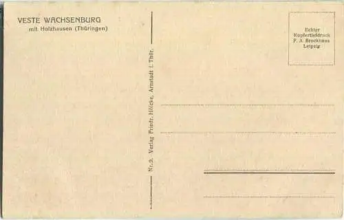 Veste Wachsenburg mit 99310 Holzhausen - Verlag Friedrich Hölcke Arnstadt