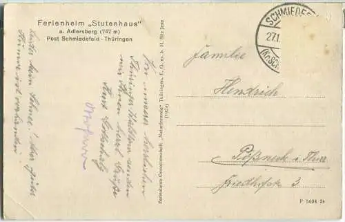 Ferienheim Stutenhaus am Adlersberg bei Schmiedefeld - Verlag Ferienheim Genossenschaft Naturfreunde Jena 1924