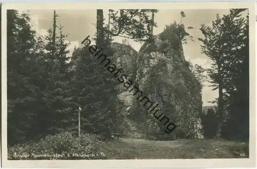 Grosser Hermannstein bei Manebach - Foto-Ansichtskarte - Verlag Rudolf Bechstein Ilmenau