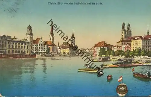 Zürich - Blick von der Seebrücke - gel. 1914