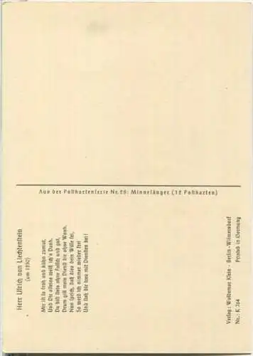 Minnesänger - Ulrich von Liechtenstein - Verlag Woldemar Klein