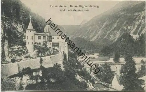 Fernstein mit Ruine Sigmundsburg und Fernsteiner-See - Verlag J. Sonnweber Imst 1906