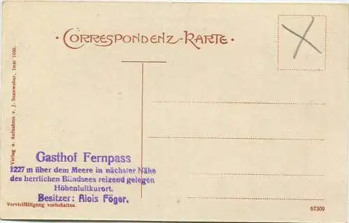 Fernstein mit Ruine Sigmundsburg und Fernsteiner-See - Verlag J. Sonnweber Imst 1906