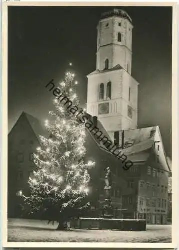 Biberach - Marktplatz zur Weihnachtszeit mit Schnee - Nachtaufnahme - Foto-Ansichtskarte - Verlag Leyensetter Biberach