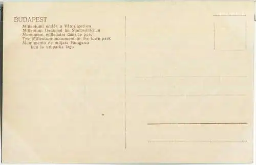 Budapest - Millenium Denkmal im Stadtwäldchen - Foto-Ansichtskarte