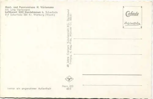 Hardehausen bei Scherfede - Gast- und Pensionshaus H. Varlemann Inhaber Lina Varlemann - Luftaufnahme 1962 - Foto-AK