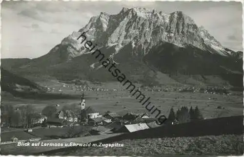 Blick auf Lermoos und Ehrwald mit Zugspitze - Foto-AK 50er Jahre