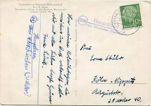 Heupelzen - Gaststätte und Pension Helenenhof Besitzer W. Baum - Verlag Ernst Käppele Altenkirchen - Posthilfsstellenste