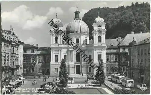 Salzburg - Dreifaltigkeitskirche - Bus - Foto-Ansichtskarte