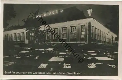 Berlin-Schmöckwitz - Rauchfangwerder am Zeuthener See - Foto-AK 30er Jahre - Gaststätte Waldhaus - Nachtaufnahme - Verla