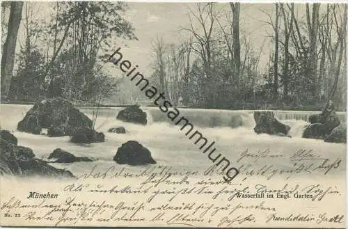 München - Wasserfall im Englischen Garten gel. 1907