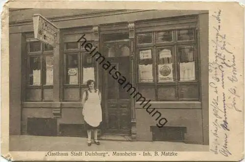 Mannheim - Gasthaus Stadt Duisburg - Inhaber B. Matzke gel. 1930