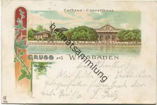 Gruss aus Wiesbaden - Curhaus - Concerthaus gel. 1900