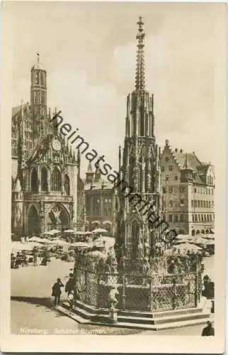 Nürnberg - Schöner Brunnen - Foto-AK - Verlag Fr. Riegel Nürnberg 30er Jahre