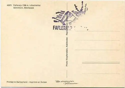 Fafleralp - Lötschental - Schinhorn - Beichpass - AK Grossformat