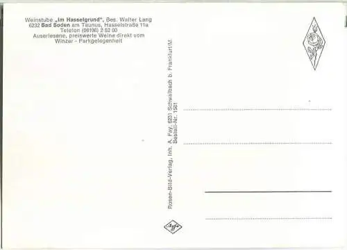 65812 Bad Soden - Weinstube Im Hasselgrund - Ansichtskarte Großformat - Verlag A. Fay Schwalbach