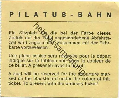 Pilatus-Bahn - Sitzplatzreservierung