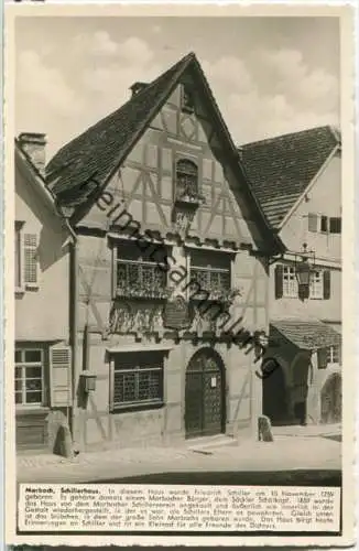 71672 Marbach am Neckar - Schillerhaus - Foto-Ansichtskarte - Verlag Adolf Aufrecht Marbach