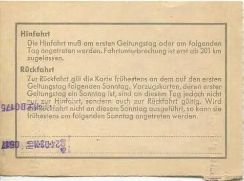 Vorzugskarte - von Basel Bad Bf nach Essen - 2. Kl DB 1981