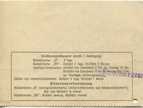 Deutschland - Rückfahrkarte für 2 Personen von Moringen nach Freden (Leine) - 2. Kl - DB 1963