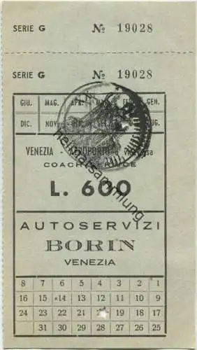 Venezia Aeroporto o viceversa - Autoservizi Borin Venezia - Fahrschein L. 600