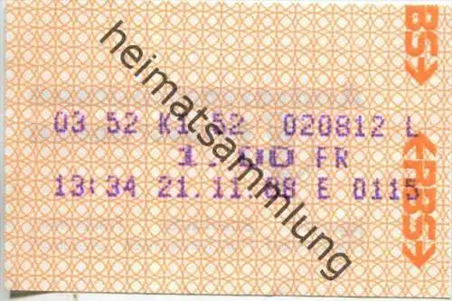 Schweiz - RBS Regionalverkehr Bern-Solothurn - Fahrschein