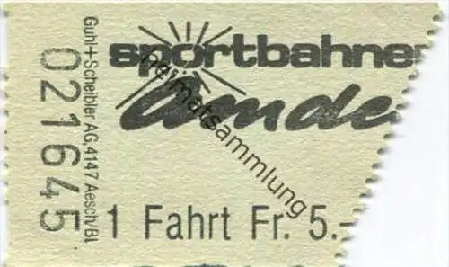 Sportbahnen Andermatt - Fahrschein 1 Fahrt 5r. 5.-