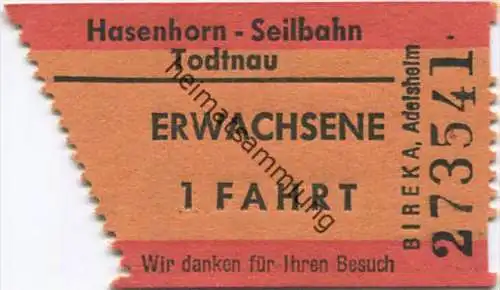 Hasenhorn Seilbahn - Todtnau - Fahrschein