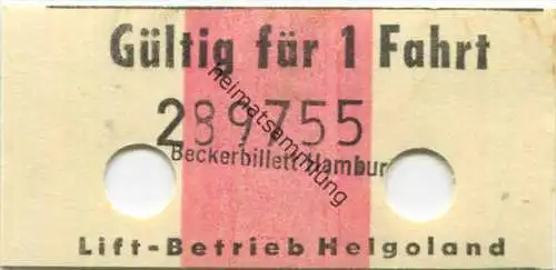 Lift-Betrieb Helgoland - Fahrkarte Gültig für 1 Fahrt