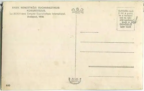 Budapest - Fahrgastschiff - XXXIV. Nemzeközi Eucharisztikus Kongresszus 1938 - Eucharistie-Kongress 1938
