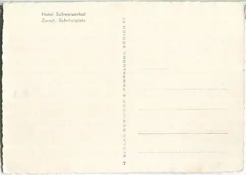 Zürich  - Hotel Schweizerhof - Strassenbahn - Ansichtskarte Großformat