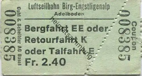 Luftseilbahn Birg Engstligenalp Adelboden - Fahrschein