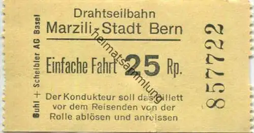 Schweiz - Drahtseilbahn Marzili Stadt Bern - Fahrschein 25Rp.