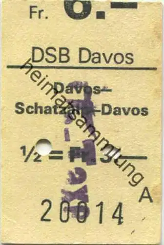 DSB Davos - Davos-Schatzalp-Davos - 1/2 Taxe Fahrkarte