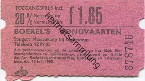 Niederlande - Amsterdam - Boekel 's Rondvaarten - Fahrkarte