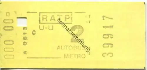 Paris - RATP - Autobus - Metro - Fahrschein