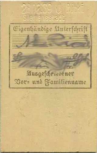 Berlin - Monatskarte - Gartenfeld Treptow - S-Bahnverkehr 3. Klasse Preisstufe 2 1939