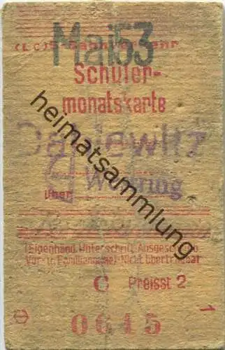 Berlin - Schülermonatskarte - Dahlewitz Westring - Preisstufe 2 1953