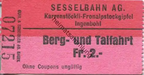 Sesselbahn - Karrenstöckli-Fronalpstockgipfel Ingenbohl