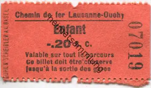 Chemin de fer Lausanne-Ouchy - Kinderfahrschein