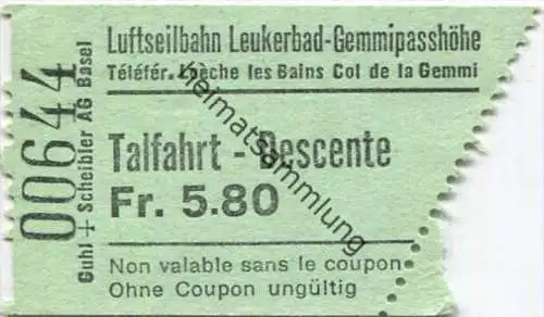 Luftseilbahn Leukerbad-Gemmipasshöhe - Talfahrt