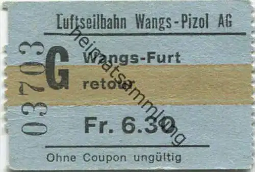 Luftseilbahn Wangs-Pizol - Wangs-Furt retour