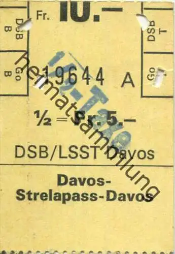 DSB/LSST Davos Strelapass Davos - 1/2 Taxe Fahrkarte
