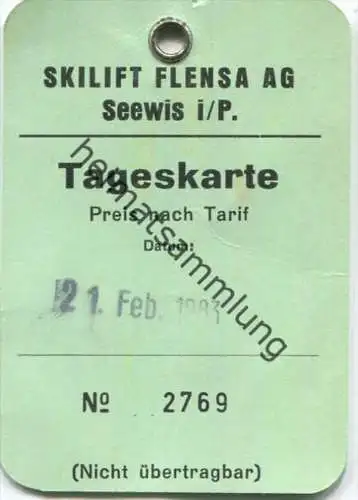 Luftseilbahn und Skilifte Hannigalp - Tageskarte 1980