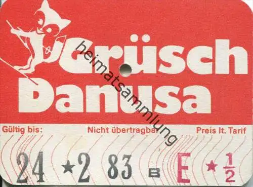 Grüsch Danusa - Tageskarte 1983 - rückseitig Werbung für Feriencenter Salätschis