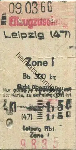 Eilzugzuschlag - Leipzig Zone I 1966