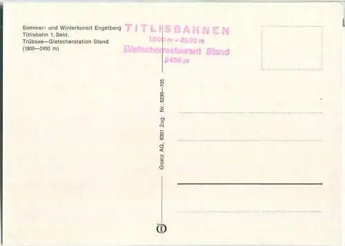 Titlisbahn - Luftseilbahn Trübsee-Gletscherstation Stand - Ansichtskarte Großformat